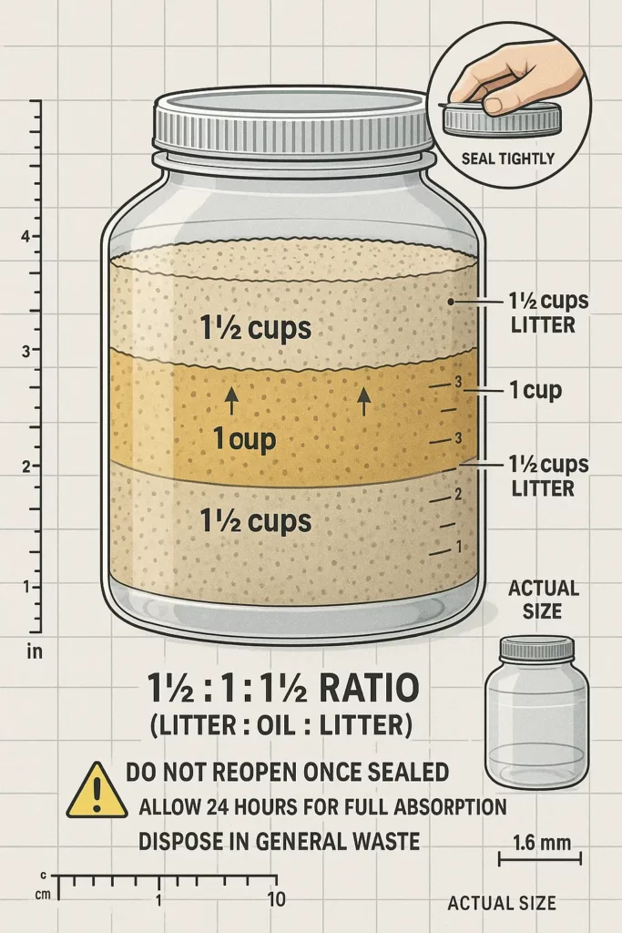 the proper ratio for used cooking oil and absorption
