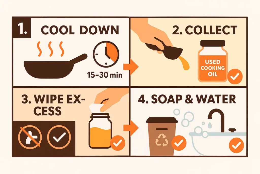 Image depicting the cleaning process after cooking with used cooking oil.