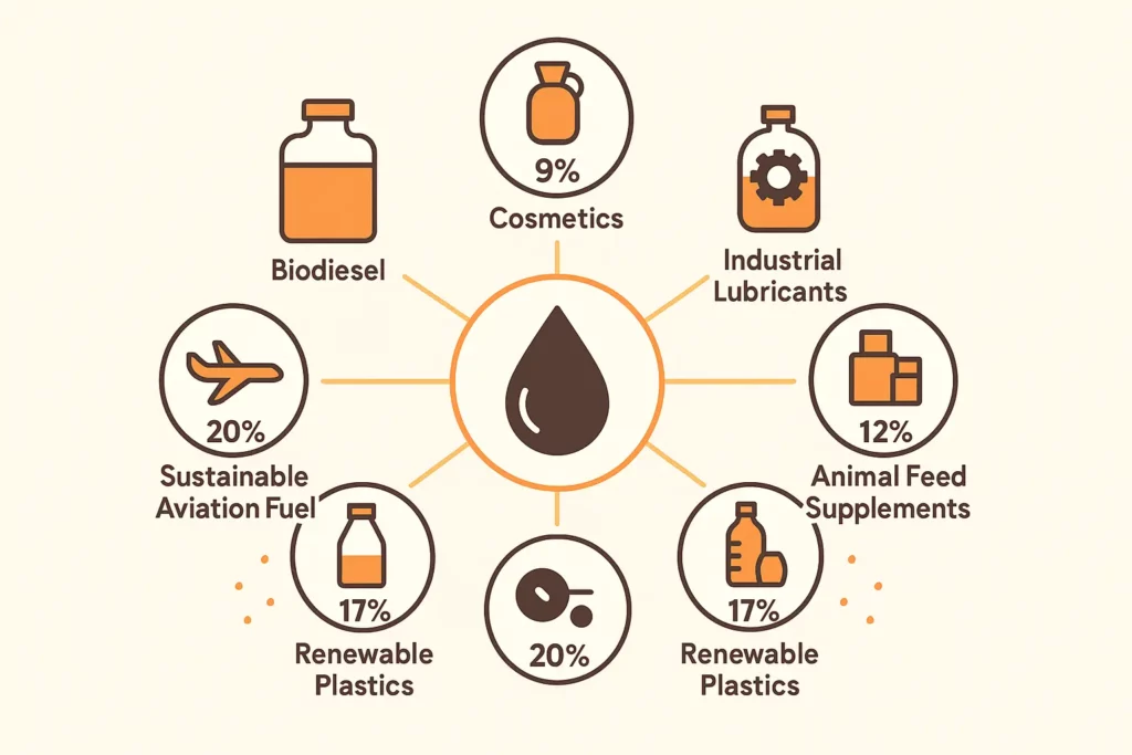A visual representation of the future potential uses of used cooking oils.