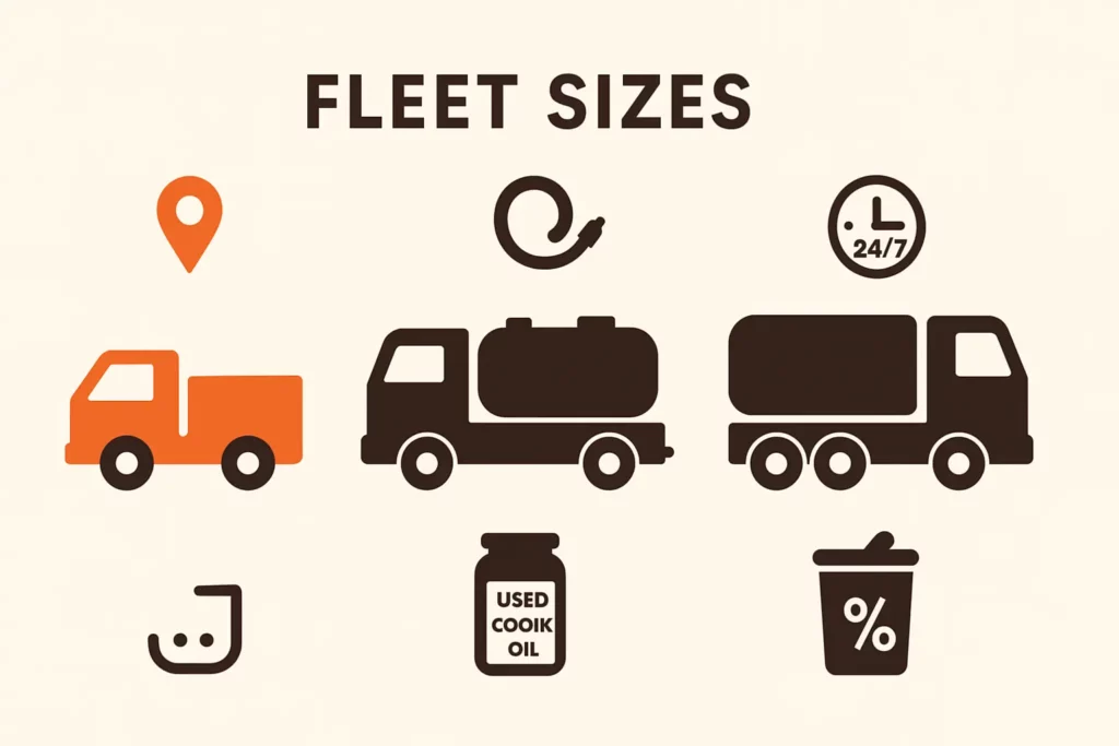 Commercial collection trucks for used cooking oil.
