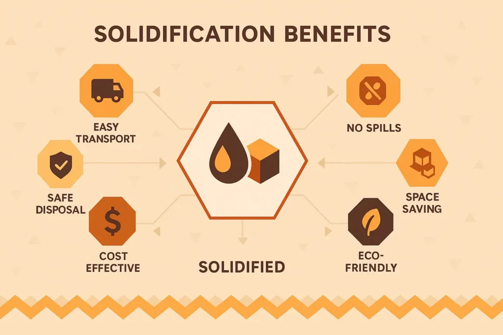 An infographic showcasing the benefits of solidifying used cooking oil.