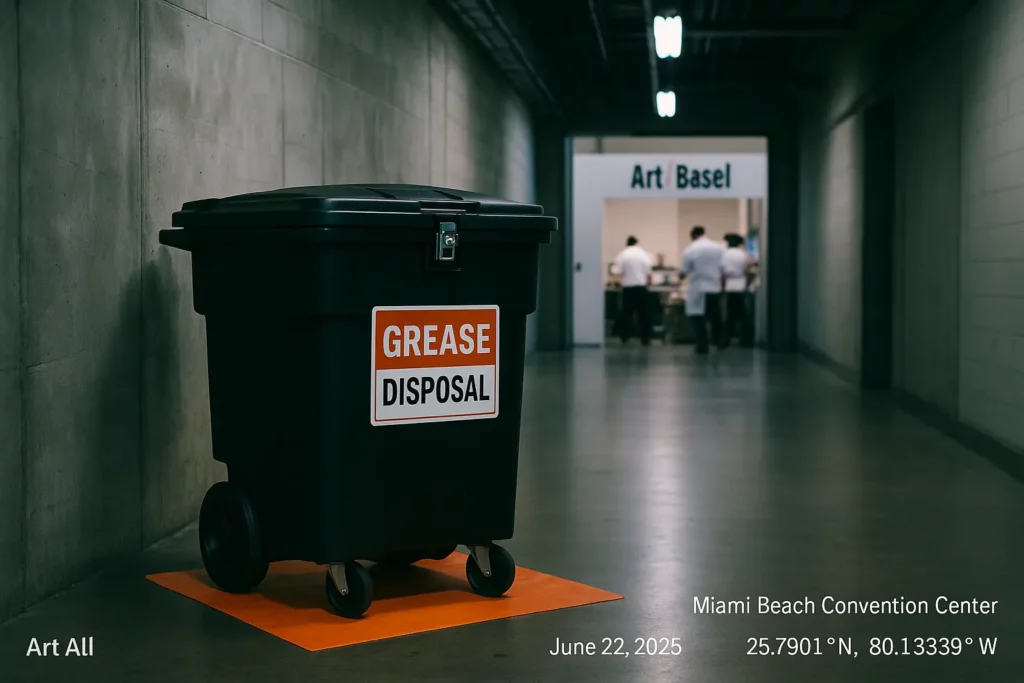 70 gal caddy beside Basel booth in service corridor