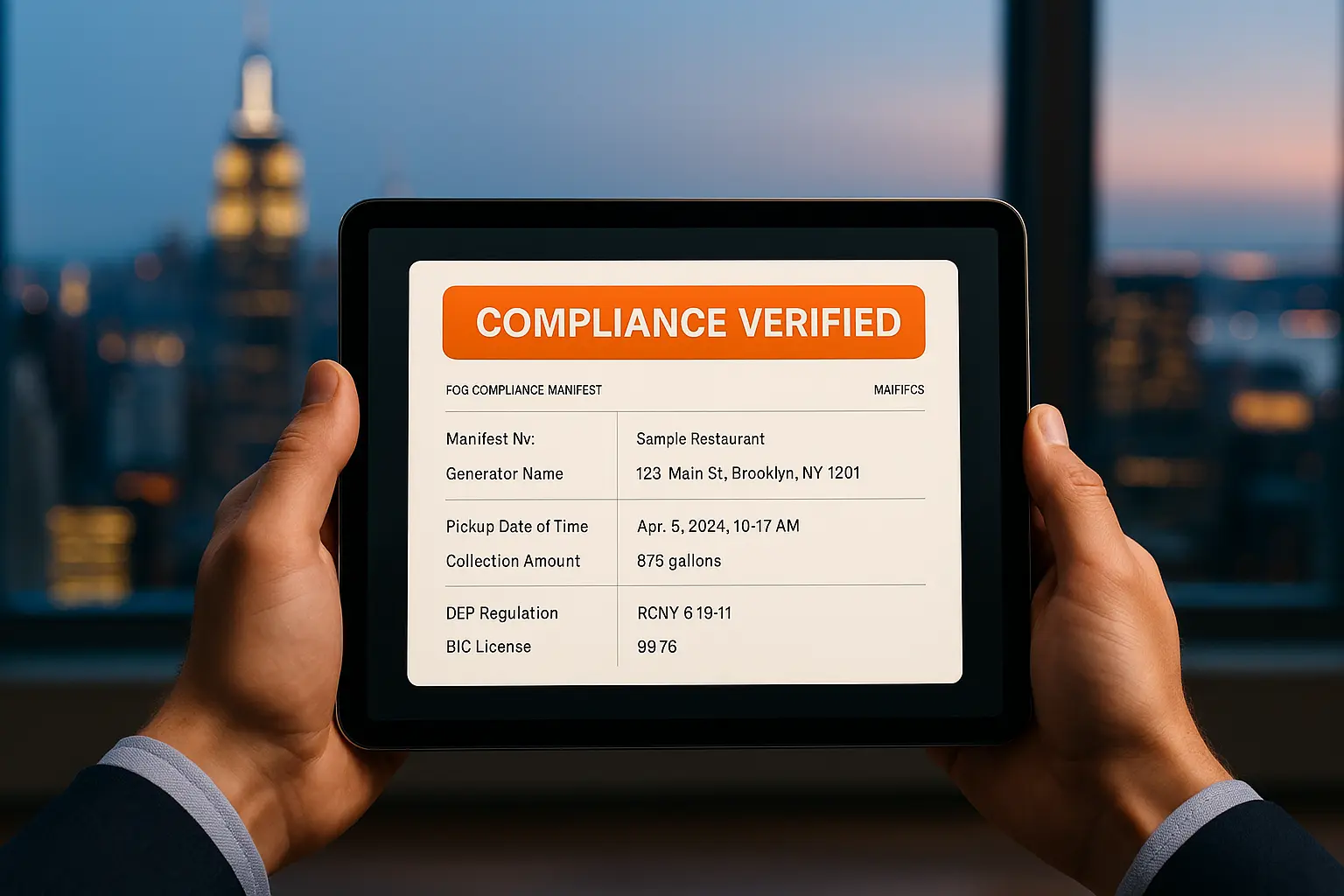 manifest with compliance and documentation for nyc