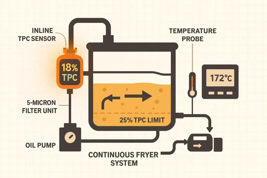 Cross section diagram of a fryer loop with inline TPC sensor highlighted