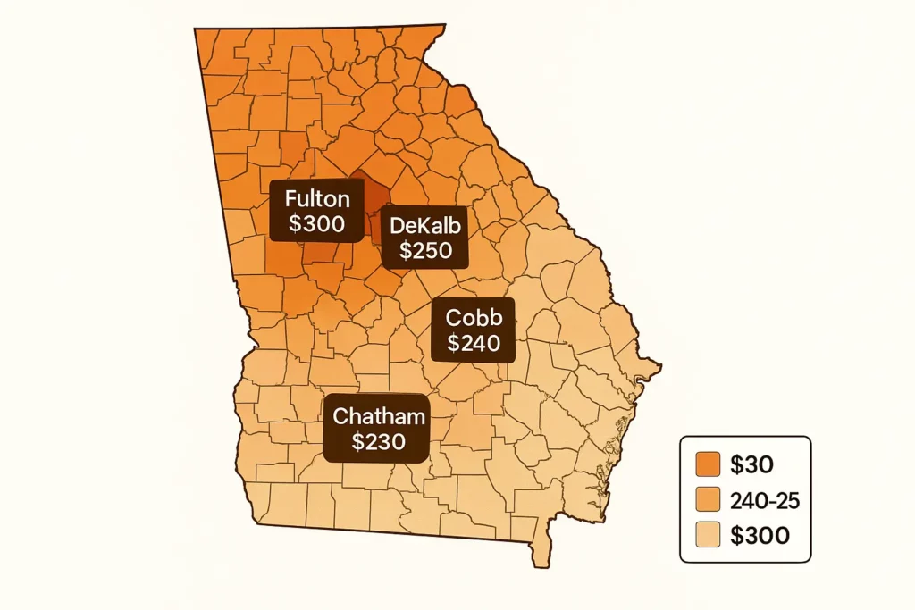 image showing rates in the different counties