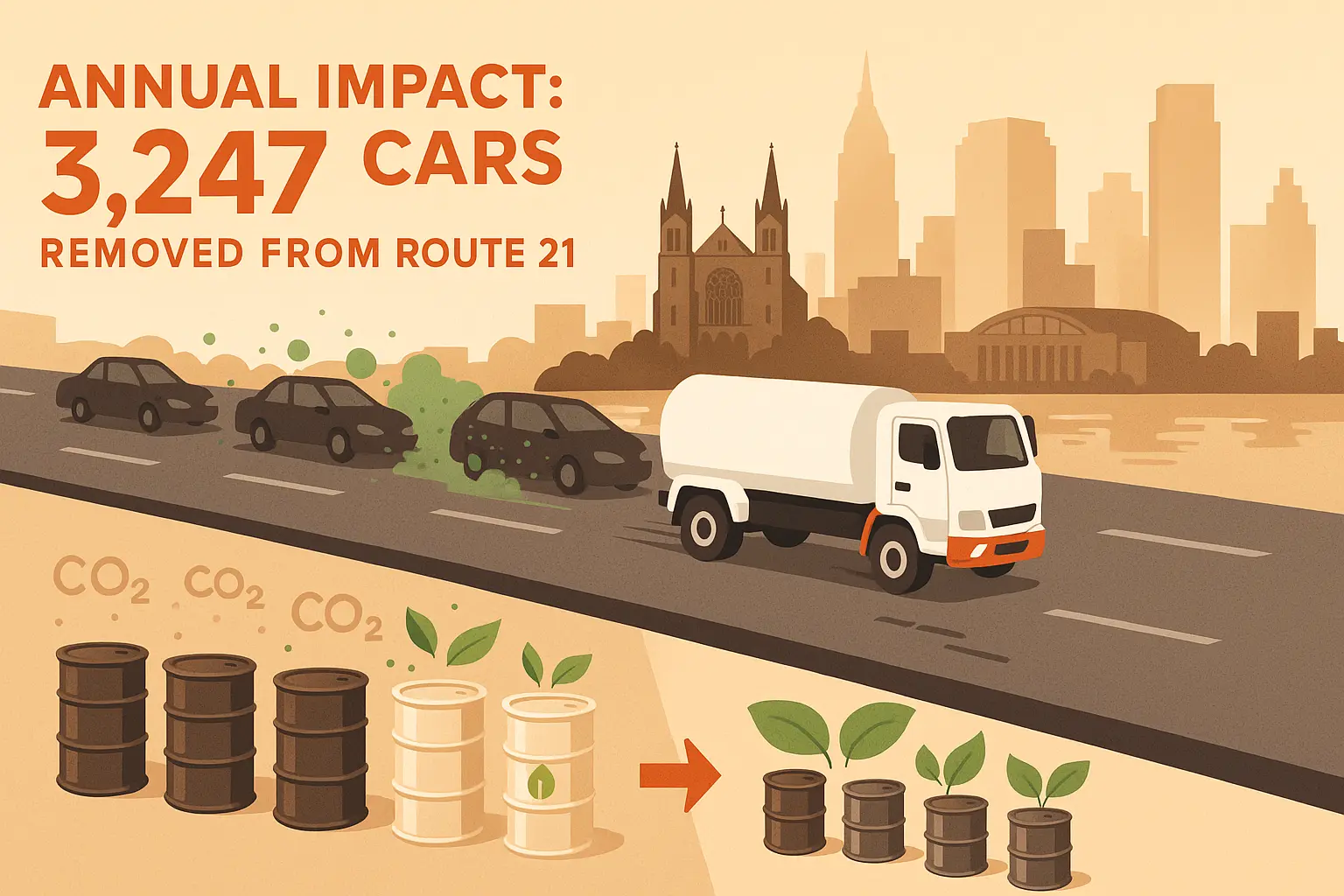 ingraphic of the co2 emissions saved in newark
