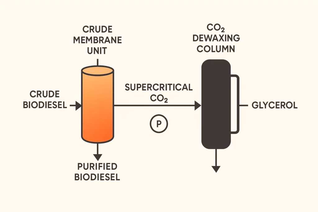 Flow diagram of membrane plus CO₂ purification loop.