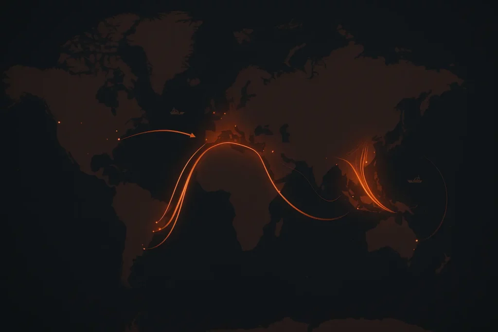 map showing global trading uco hubs