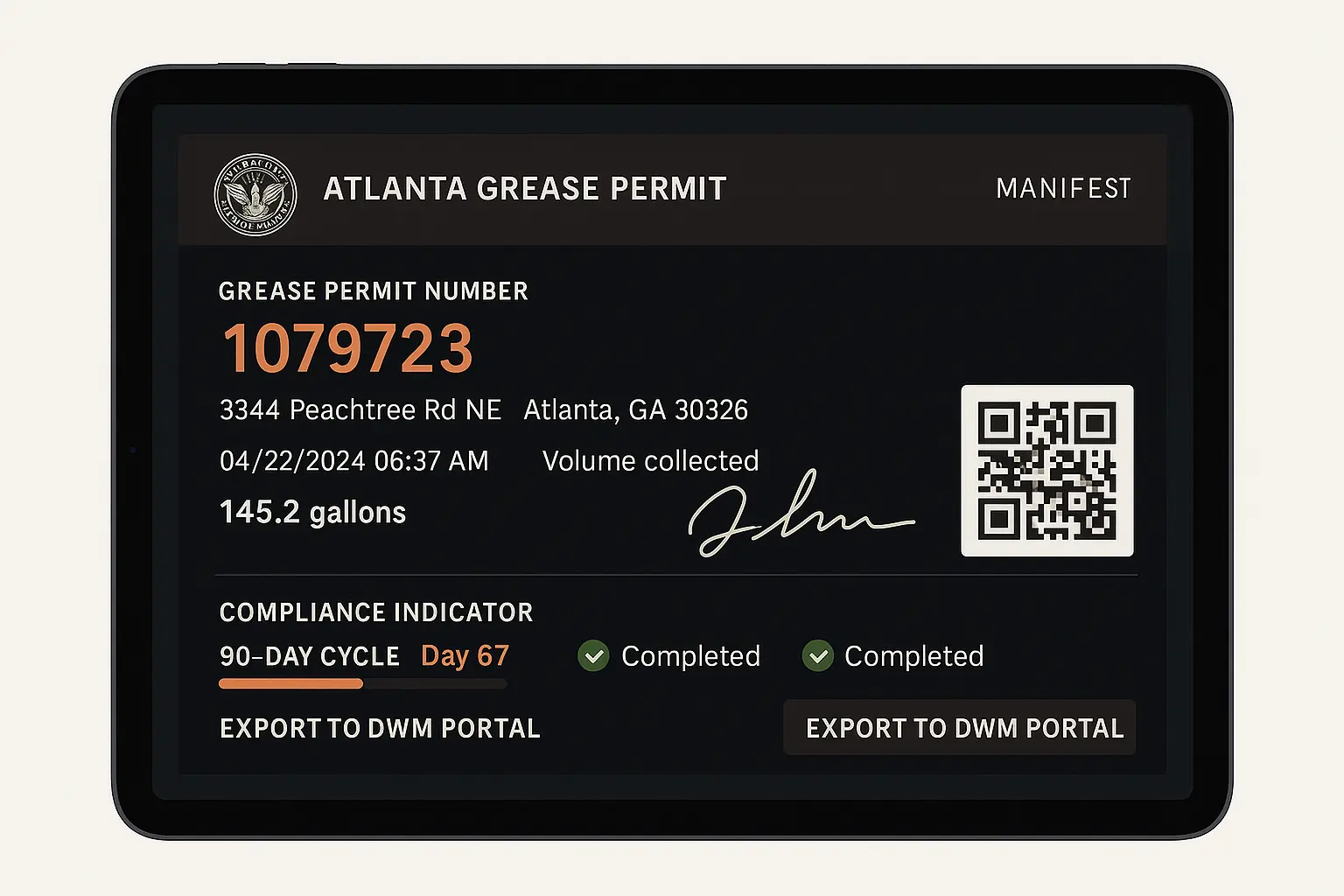 grease connections permit for georgia