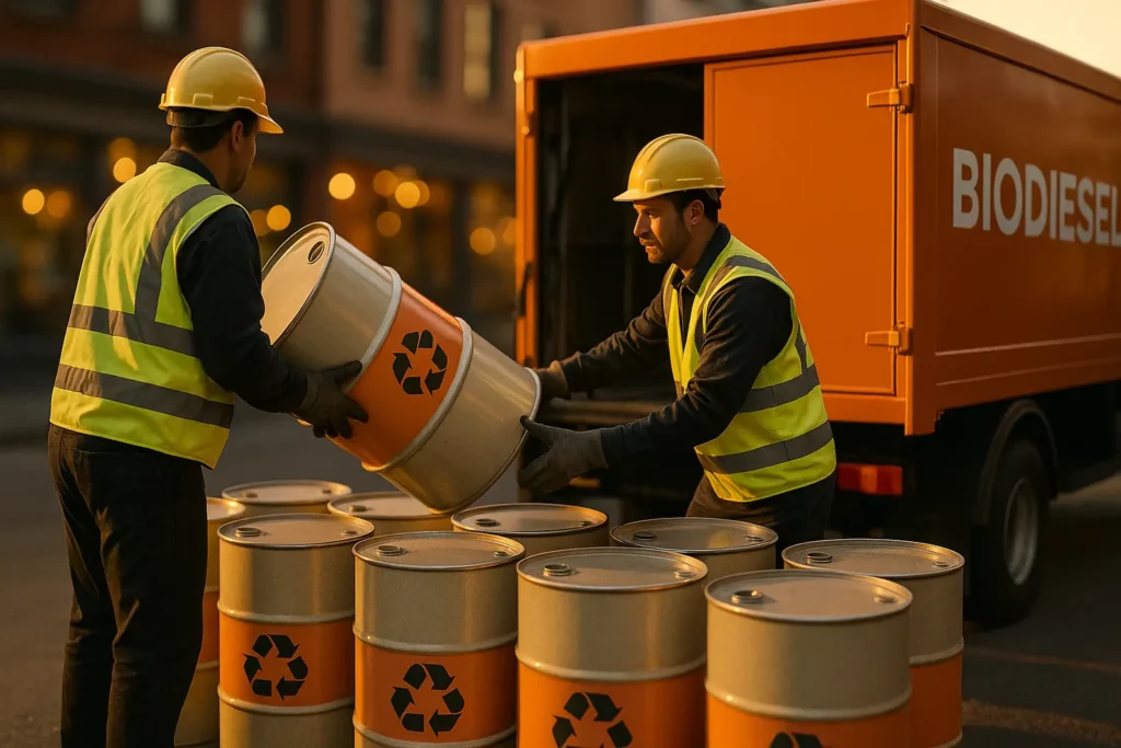 workers loading biodiesel into truck