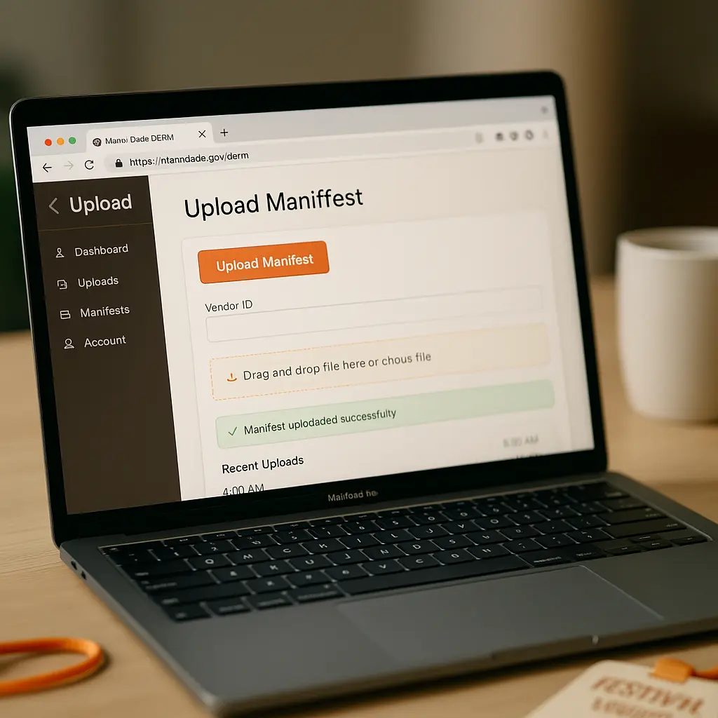 screenshot mock up of digital manifest upload portal