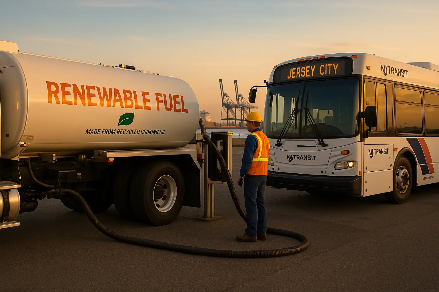used cooking oil biodisel into a new jersy city bus