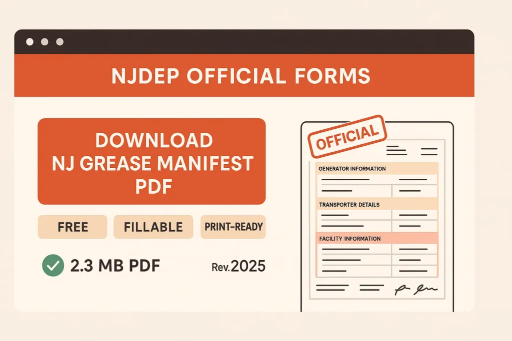 screenshot of download button and first page of the manifest PDF
