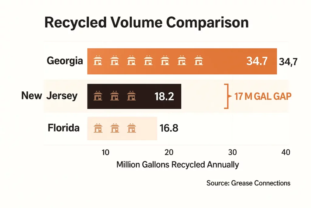 infographic recycled volume comparison comparing 3 different states