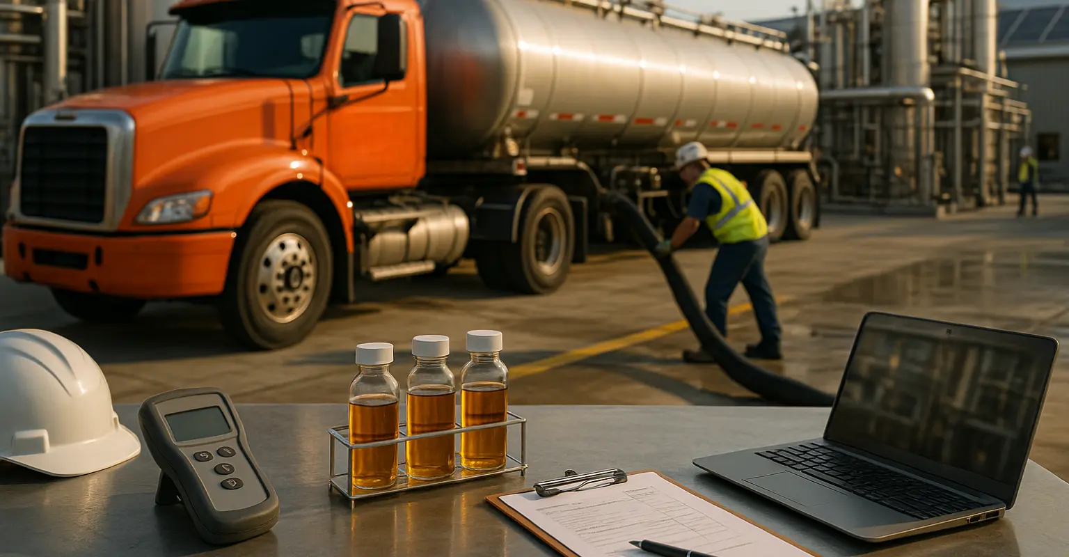 Used cooking oil being offloaded for renewable diesel production.