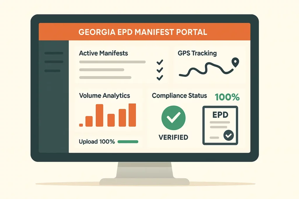 Digital manifest dashboard showing EPD certificate and GPS stamped haul record